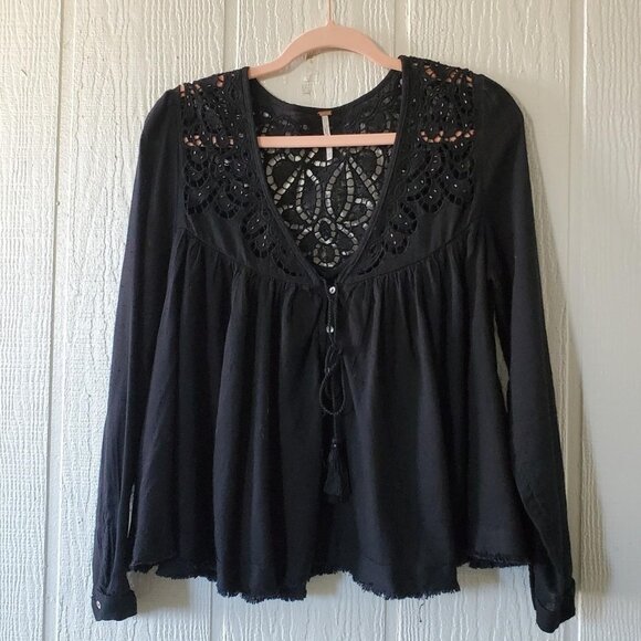 Free People Tops - Free People Black Flowy Top Medium
